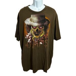 Men's Evil Scarecrow T-Shirt Sz 3XL Brown Fall Autumn Halloween Tee Short Sleeve